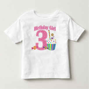 T-shirt d'anniversaire de petit gâteau du numéro 3