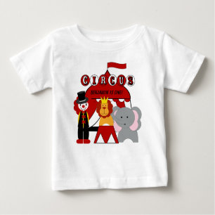 T-shirt d'anniversaire du cirque rouge et blanc cu