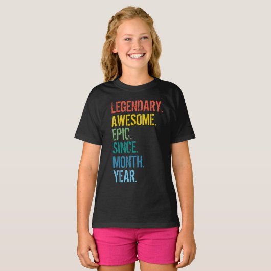 T-shirt d'anniversaire du mois et de l'année perso (Devant entier)