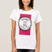 T-shirt d'anniversaire fuchsia sweet sixteen rose (Devant)
