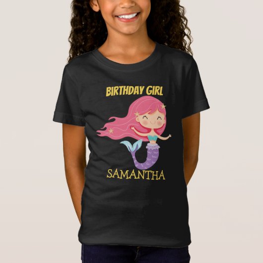 T-shirt d'anniversaire jaune sirène (Devant)