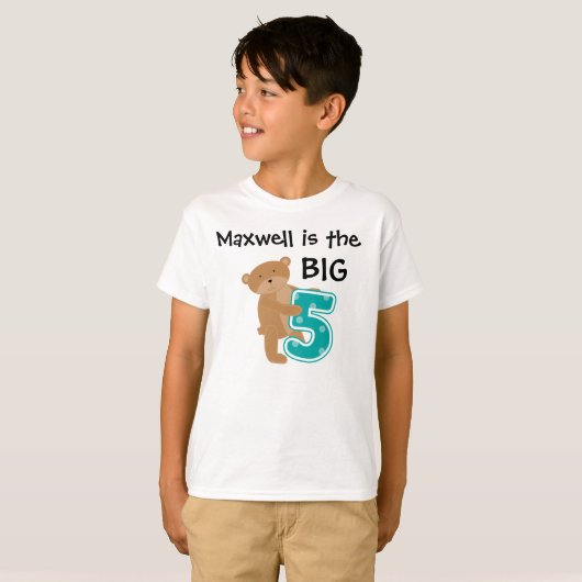 T-shirt d'anniversaire personnalisable Bear Big Fi (Devant entier)