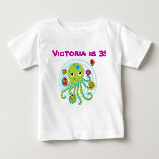 T-shirt d'anniversaire personnalisable Octopus (Devant)