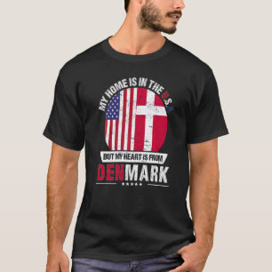 T-shirt Danois-Américain Le Coeur Patriote Du Danemark Gra