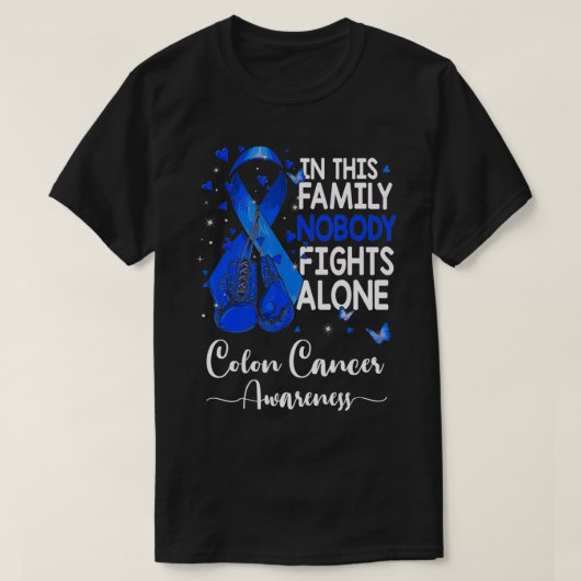 T-shirt Dans cette famille personne ne combat seul Colon C (Design devant)