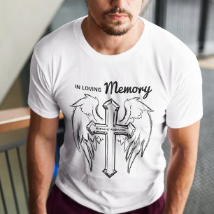 T-shirt Dans la mémoire aimante   Aile de croix et d'anges