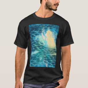 T-shirt Dans le bleu - Fille éthérée sous l'eau et poisson