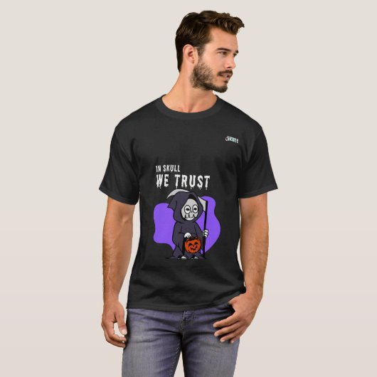 T-shirt Dans le crâne nous faisons confiance Halloween Sku (Devant entier)