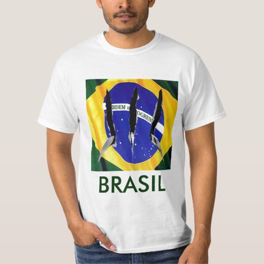 T-SHIRT DANS LES GRIFFES DU DRAPEAU, DE BRÉSIL (Devant)