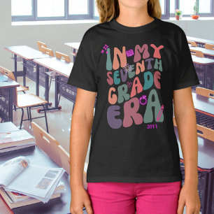 T-shirt Dans Mon Septième Année Eléments Neon avec Année