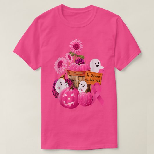 T-shirt Dans October We Wear Pink Ghosts & Pumkins For Bre (Design devant)