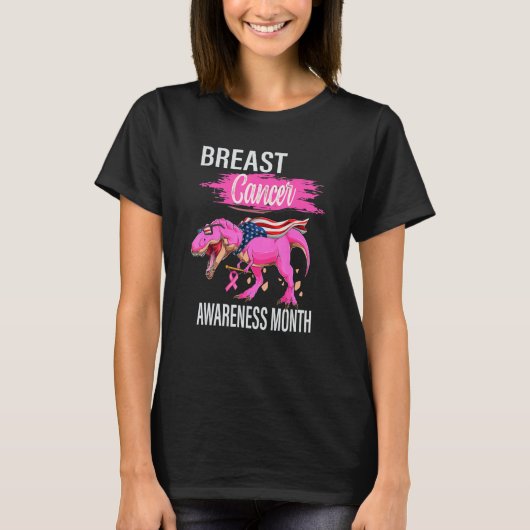 T-shirt Dans October We Wear Pink Rex Mama American Flag W (Devant)