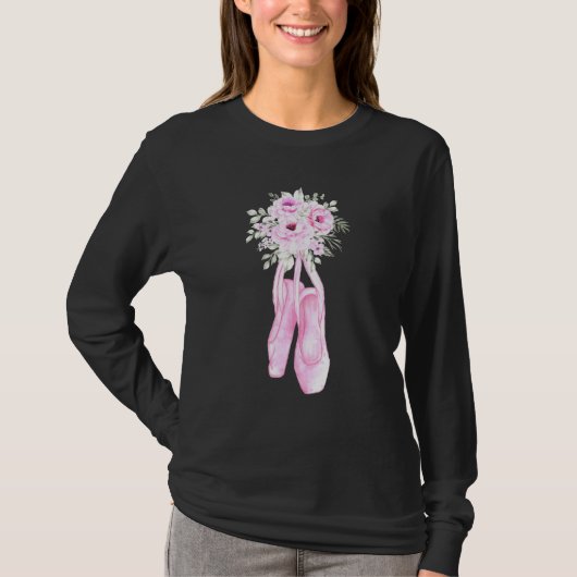T-shirt Danse Ballerina Floral Ballet Chaussures (Devant)