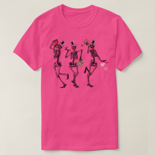 T-shirt Danse de la mort Macabre Skeleton Funny Valentines (Design devant)