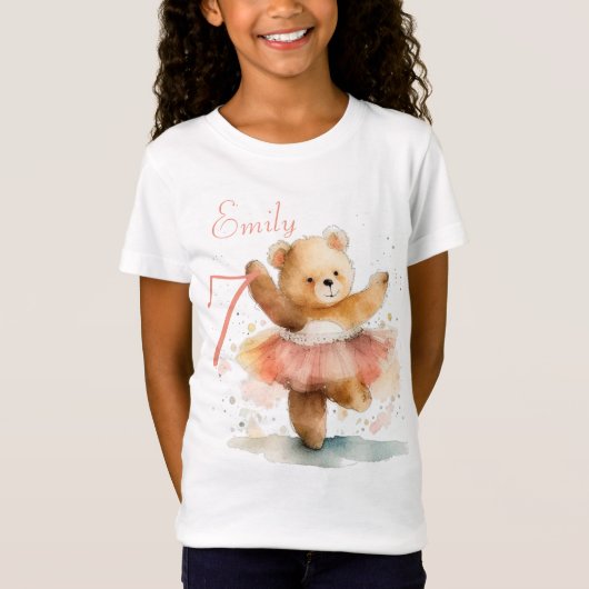 T-Shirt Danse de l'ours petit ballerine couleur rose (Devant)