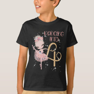 T-shirt Danse en 4e anniversaire Fille Ballet Party Danse