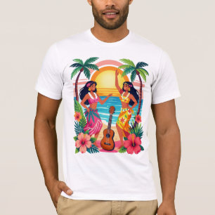 T-shirt Danse Hula Hawaïenne Art Tropical de Plage au Couc