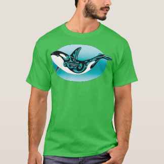 T-shirt Danse Orca Tueur Baleine Turquoise Encre Noire Tat