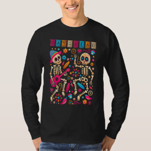 T-shirt Danser Colorée Skeletons Mexicains Mignonne Jour D