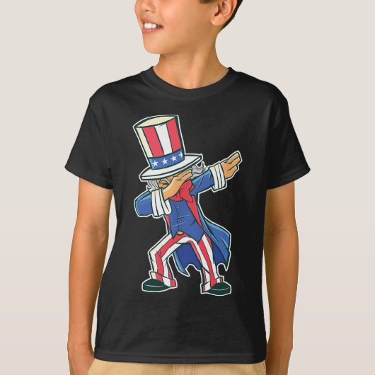 T-shirt Danser Dansant Dabbing Oncle Sam 4 juillet Garçons (Devant)