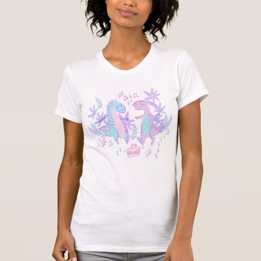 T-shirt Danser Dinosaure Musical Dessin dans les couleurs (Devant)