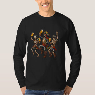 T-shirt Danser Drôle Skeletons Pirate Bière Boire Hallo