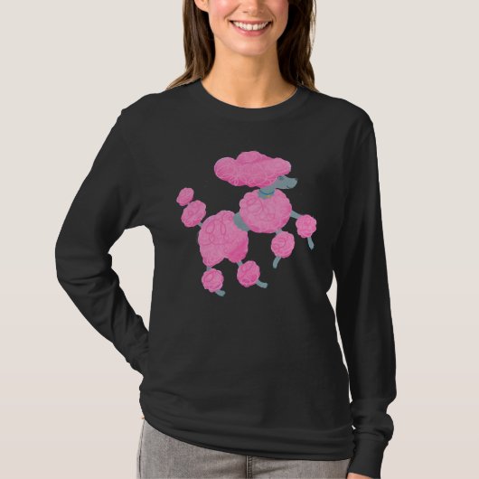 T-shirt Danser un caniche rose sur blanc (Devant)