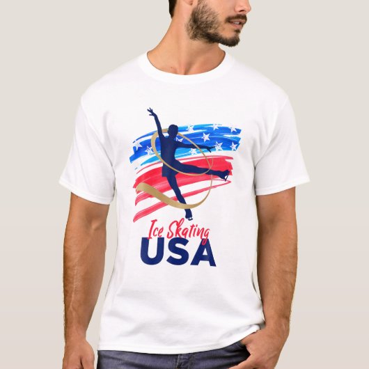 T-shirt Danses de patinage sur glace Soutien L'équipe T US (Devant)