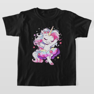 T-shirt Danseur de ballet Unicorn Girls Rainbow Ballerin C