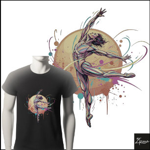 T-shirt Danseur Néon Abstrait Figure Musclée en Suspension
