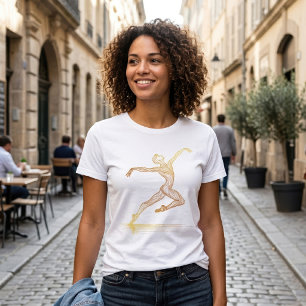 T-shirt Danseuse de ballet d'art en ligne dorée Illustrati