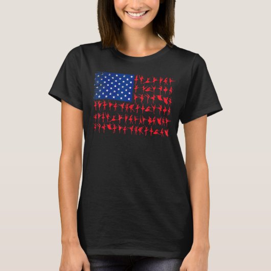 T-shirt Danseuse de ballet Drapeau américain Juillet 4 Us  (Devant)