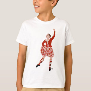 T-shirt Danseuse écossaise des Highlands en rouge