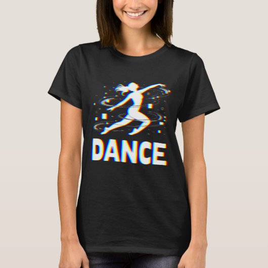 T-shirt Danseuse Glitch EDM - Silhouette Abstraite (Devant)