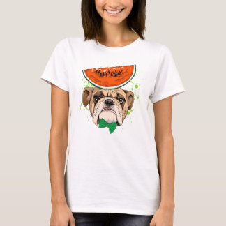 T-shirt Dapper Bulldog avec Casquette de pastèque et Crava