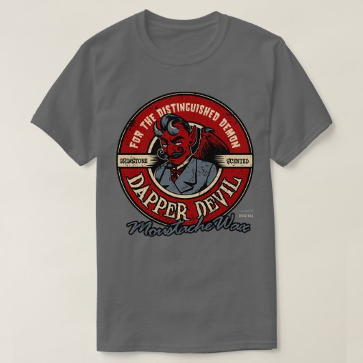 T-shirt Dapper Devil Mustache cire (Design devant)