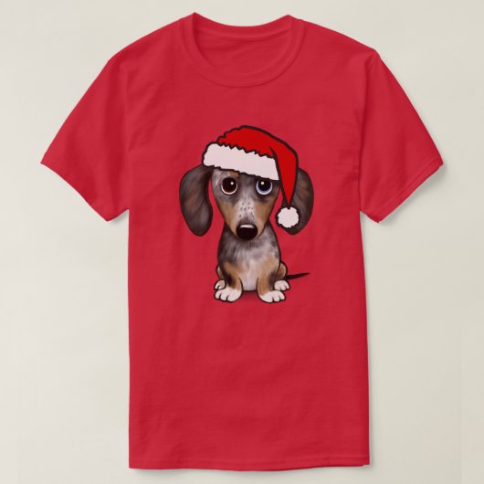 T-shirt Dappy Dachshund Père Noël Wiener Chien Noël (Design devant)
