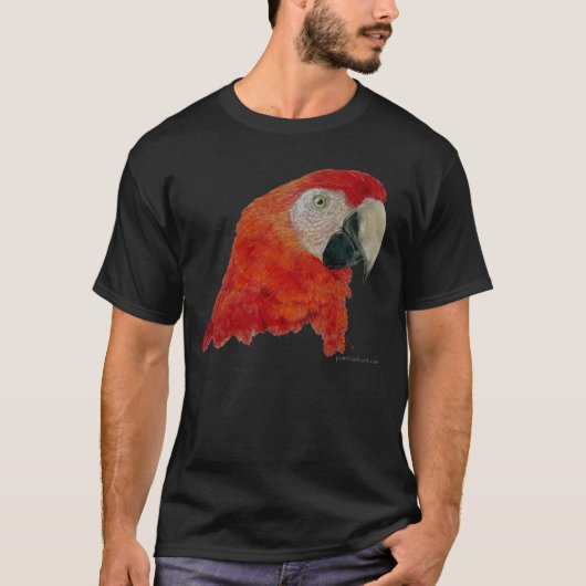 T-shirt d'ara d'écarlate (conception foncée) (Devant)