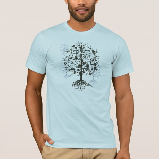 T-shirt d'arbre de la guitare des hommes (Devant)