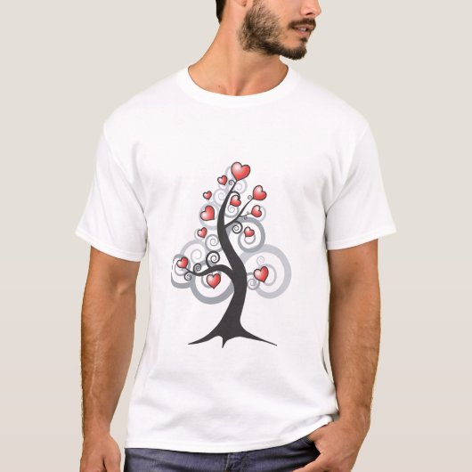 T-shirt d'arbre d'imaginaire de coeur d'amour (Devant)