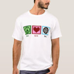 T-shirt Dards d'amour de paix<br><div class="desc">Un cadeau pour la personne qui aime traîner à la bière potable de barre et jouer des dards.</div>