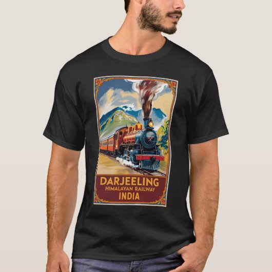 T-shirt Darjeeling Inde Train Peintre Voyage Art Retro (Devant)