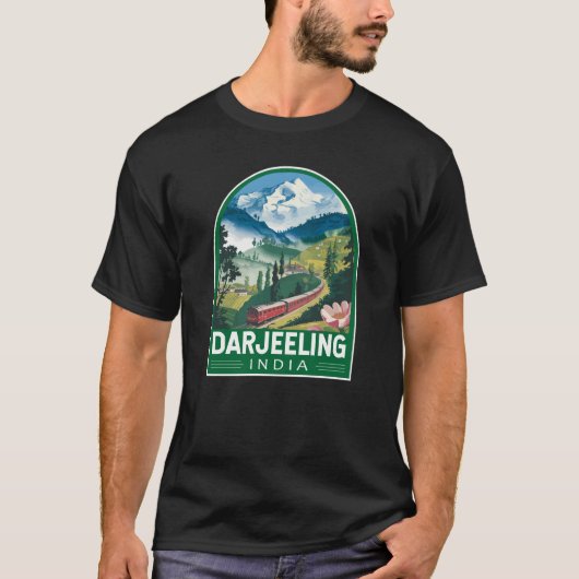 T-shirt Darjeeling Inde Travel Art Emblem (Devant)