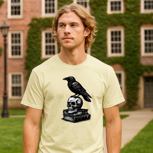 T-shirt Dark Academia Raven & Skull on Ancient Tome Books