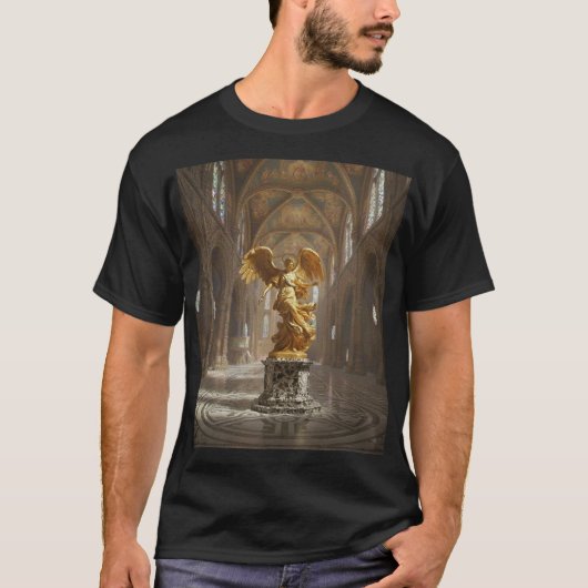 T-shirt Dark Fallen Angel Statue\Gothic Cathedral T-Shir (Devant)