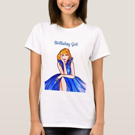 T-shirt Dark Royal Blue Cocktail Gown Illustration de mode (Devant)