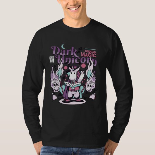 T-shirt Dark Undead Black Magic Funny Goth Unicorn (Devant)