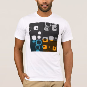T-shirt d'art Abstrait bleu, orange, gris rétro
