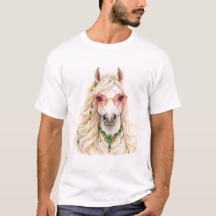 T-shirt d'art animal mignon Cheval arabe à l'aquar