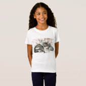 T-shirt d'art de chat "de chatons de sommeil" (Devant entier)